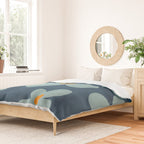 Sky Blue Orange Flowers Minimalist Artwork Duvet Cover Gallery Image 2