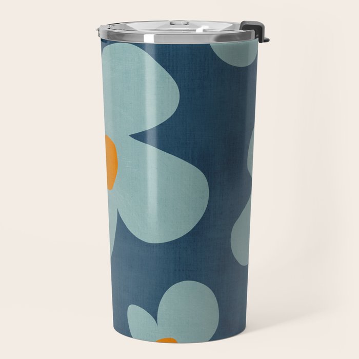 Sky Blue Orange Flowers Minimalist Artwork Travel Mug Gallery Image 2