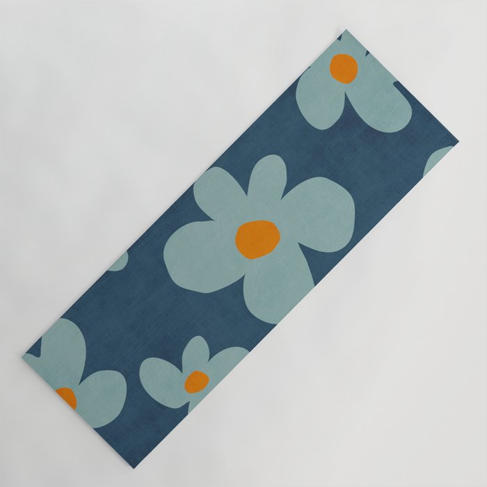 Sky Blue Orange Flowers Minimalist Artwork Yoga Mat Gallery Image 1