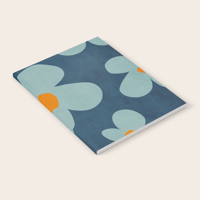 Sky Blue Orange Flowers Minimalist Artwork Notebook Gallery Image 2