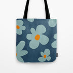 Sky Blue Orange Flowers Minimalist Artwork Tote Bag Gallery Image 1