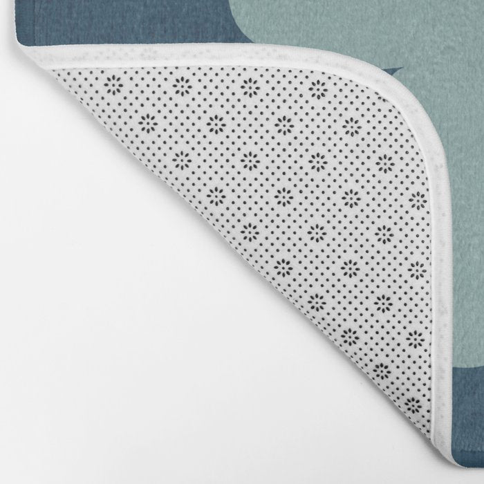 Sky Blue Orange Flowers Minimalist Artwork Bath Mat Gallery Image 2