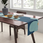 Sky Blue Orange Flowers Minimalist Artwork Table Runner Gallery Image 2