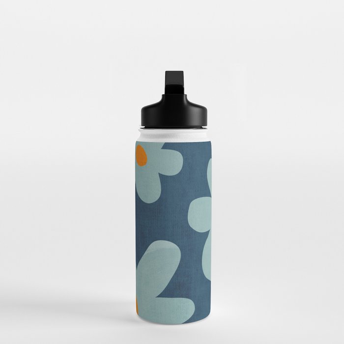 Sky Blue Orange Flowers Minimalist Artwork Water Bottle Gallery Image 3