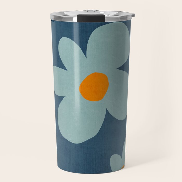 Sky Blue Orange Flowers Minimalist Artwork Travel Mug Gallery Image 1