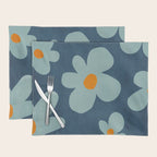 Sky Blue Orange Flowers Minimalist Artwork Placemat Gallery Image 1