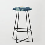 Sky Blue Orange Flowers Minimalist Artwork Stool Gallery Image 1