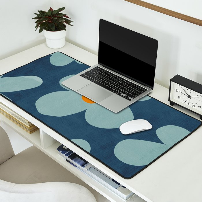 Sky Blue Orange Flowers Minimalist Artwork Desk Mat Gallery Image 2