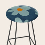 Sky Blue Orange Flowers Minimalist Artwork Stool Gallery Image 2