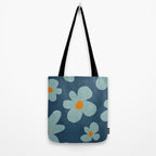 Sky Blue Orange Flowers Minimalist Artwork Tote Bag Gallery Image 2
