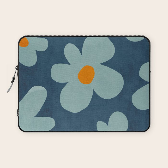 Sky Blue Orange Flowers Minimalist Artwork Laptop Sleeve Gallery Image 1