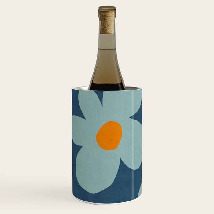 Sky Blue Orange Flowers Minimalist Artwork Wine Chiller Gallery Image 1