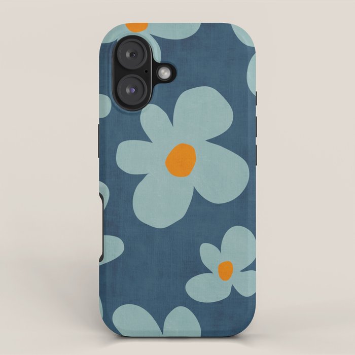 Sky Blue Orange Flowers Minimalist Artwork iPhone Case Gallery Image 1
