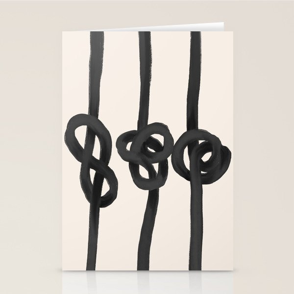 Minimalist Black Knot Abstract Art on Neutral Background Stationery Card Gallery Image 2