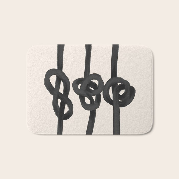 Minimalist Black Knot Abstract Art on Neutral Background Bath Mat Gallery Image 1