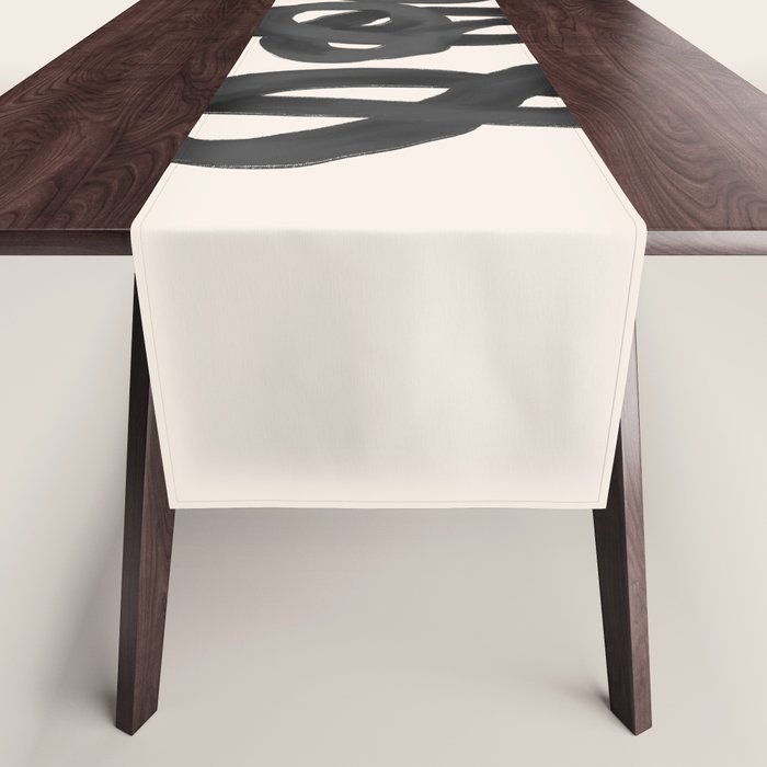 Minimalist Black Knot Abstract Art on Neutral Background Table Runner Gallery Image 1