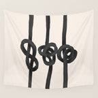Minimalist Black Knot Abstract Art on Neutral Background Wall Tapestry Gallery Image 4