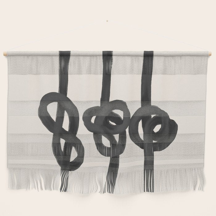 Minimalist Black Knot Abstract Art on Neutral Background Wall Hanging Gallery Image 1