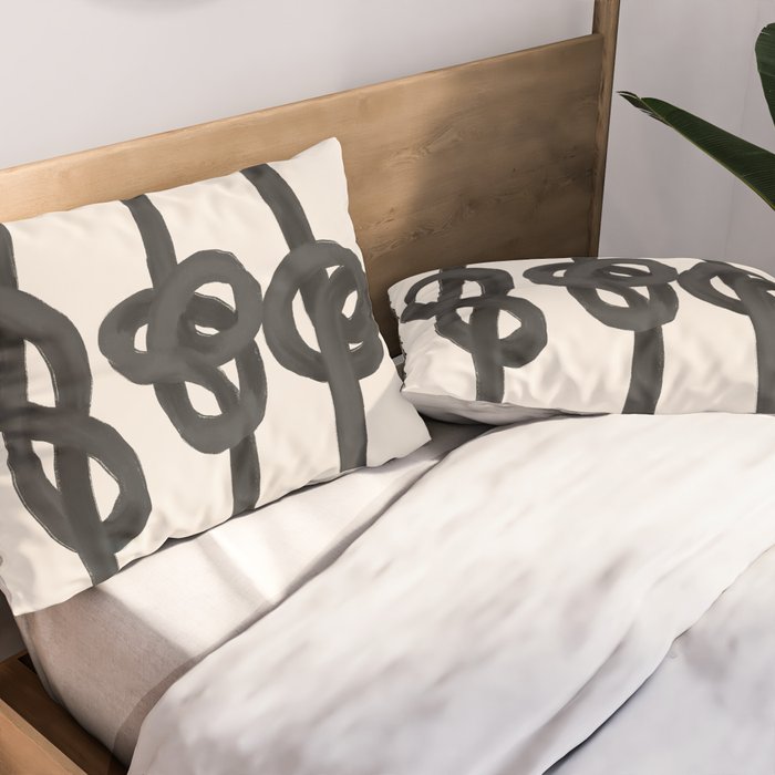 Minimalist Black Knot Abstract Art on Neutral Background Pillow Sham Gallery Image 2