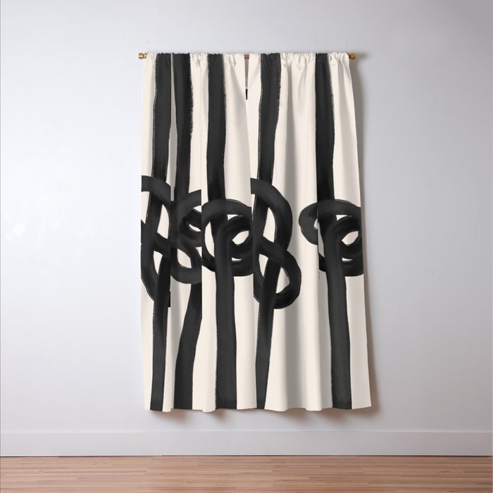Minimalist Black Knot Abstract Art on Neutral Background Window Curtain Gallery Image 3