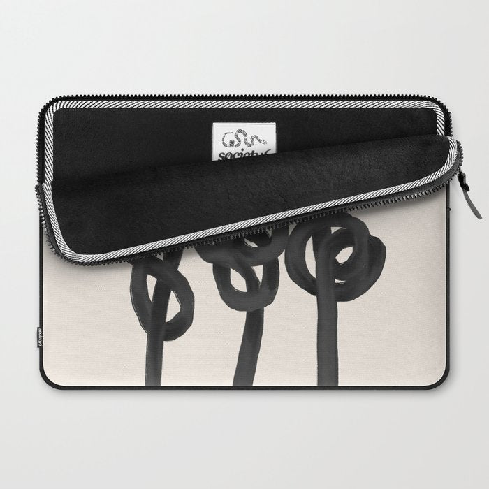 Minimalist Black Knot Abstract Art on Neutral Background Laptop Sleeve Gallery Image 2