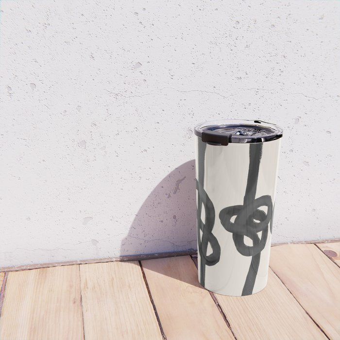 Minimalist Black Knot Abstract Art on Neutral Background Travel Mug Gallery Image 4