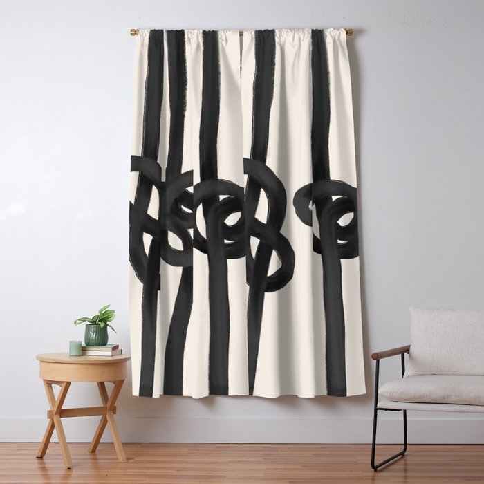 Minimalist Black Knot Abstract Art on Neutral Background Window Curtain Gallery Image 5