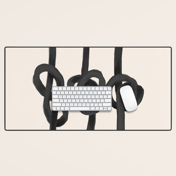 Minimalist Black Knot Abstract Art on Neutral Background Desk Mat Gallery Image 1