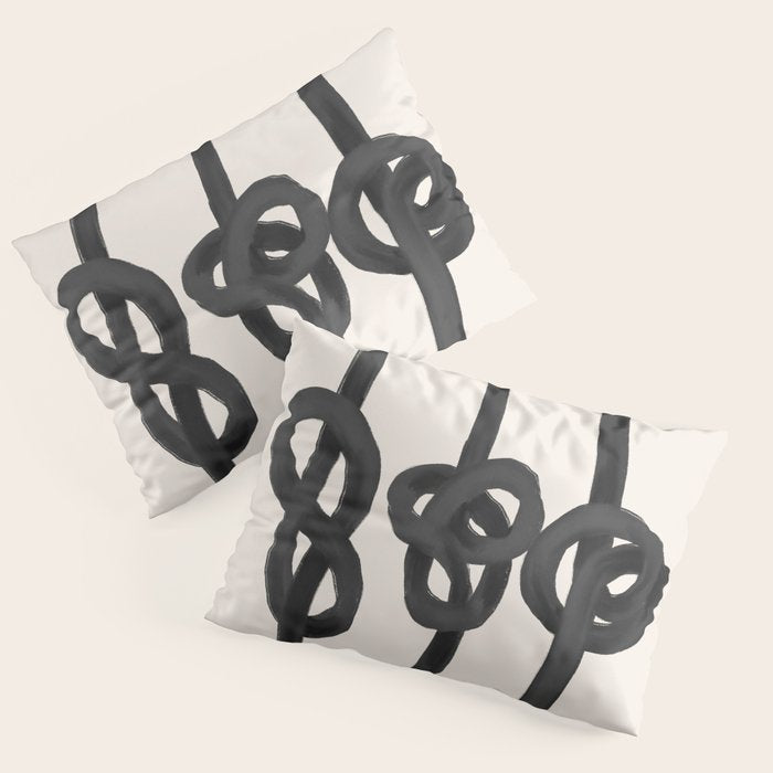 Minimalist Black Knot Abstract Art on Neutral Background Pillow Sham Gallery Image 3