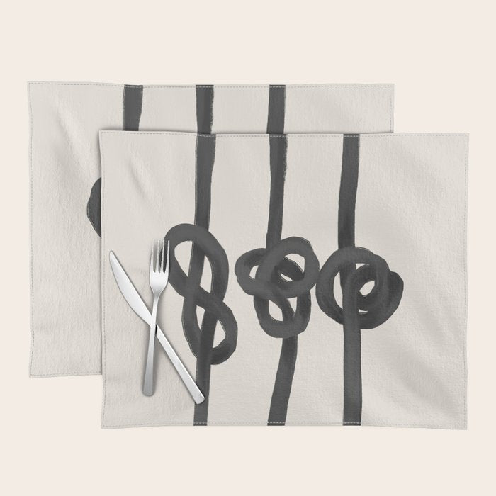 Minimalist Black Knot Abstract Art on Neutral Background Placemat Gallery Image 1