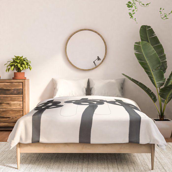 Minimalist Black Knot Abstract Art on Neutral Background Comforter Gallery Image 3