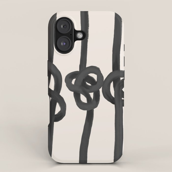 Minimalist Black Knot Abstract Art on Neutral Background iPhone Case Gallery Image 1