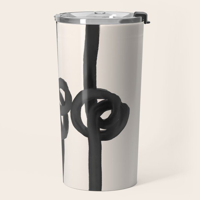 Minimalist Black Knot Abstract Art on Neutral Background Travel Mug Gallery Image 2