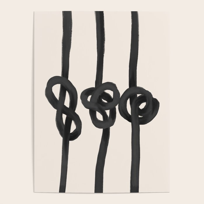Minimalist Black Knot Abstract Art on Neutral Background Poster Gallery Image 1
