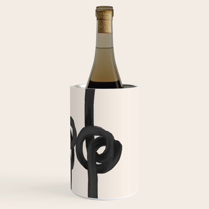 Minimalist Black Knot Abstract Art on Neutral Background Wine Chiller Gallery Image 3