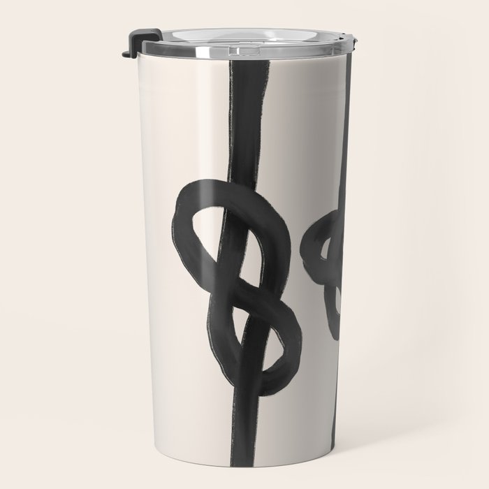 Minimalist Black Knot Abstract Art on Neutral Background Travel Mug Gallery Image 3