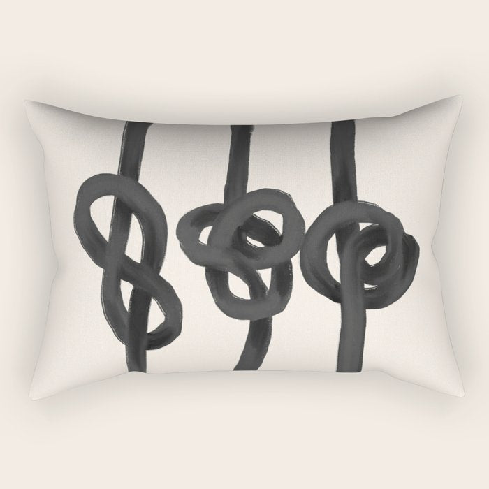 Minimalist Black Knot Abstract Art on Neutral Background Rectangular Pillow Gallery Image 2
