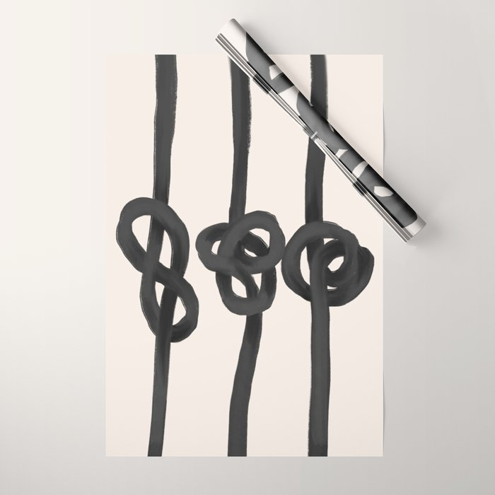 Minimalist Black Knot Abstract Art on Neutral Background Wrapping Paper Gallery Image 1