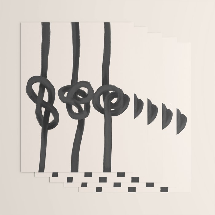 Minimalist Black Knot Abstract Art on Neutral Background Wrapping Paper Gallery Image 3