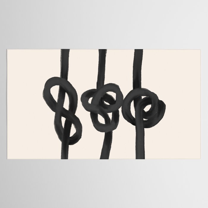 Minimalist Black Knot Abstract Art on Neutral Background Tablecloth Gallery Image 2