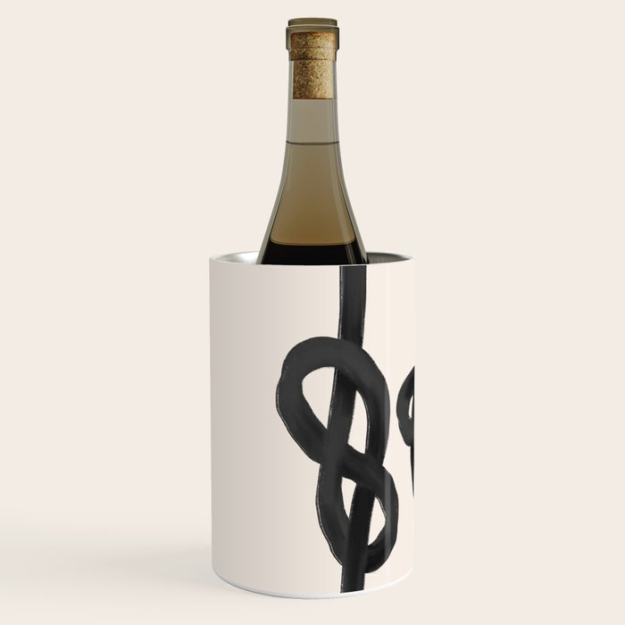 Minimalist Black Knot Abstract Art on Neutral Background Wine Chiller Gallery Image 2