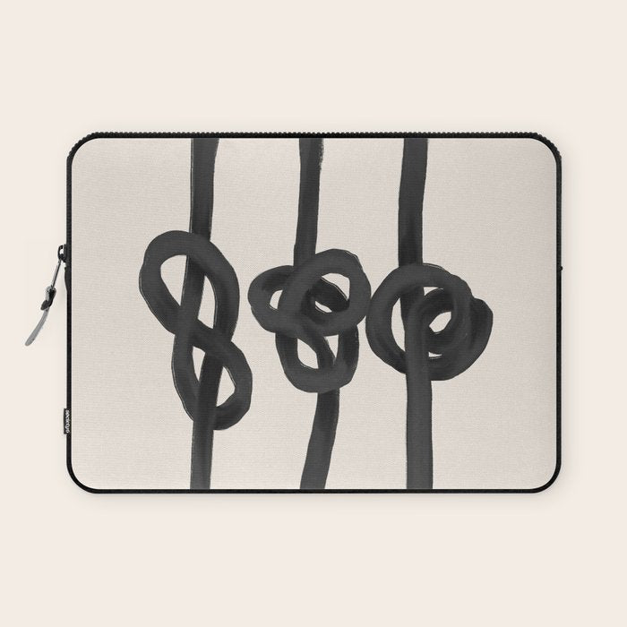 Minimalist Black Knot Abstract Art on Neutral Background Laptop Sleeve Gallery Image 1