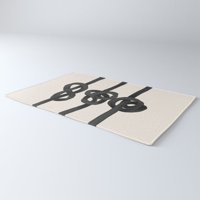 Minimalist Black Knot Abstract Art on Neutral Background Rug Gallery Image 3
