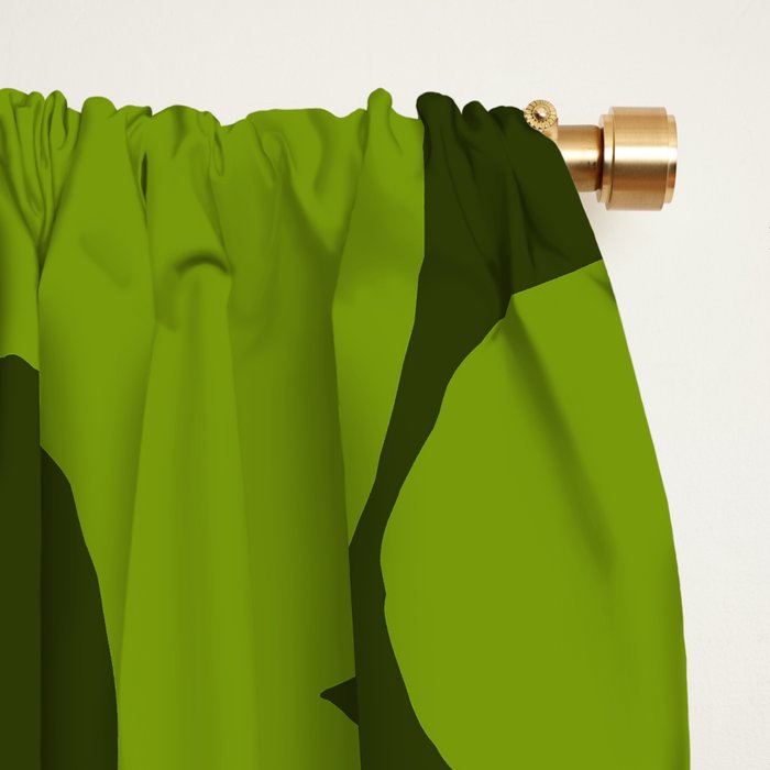 Large Green Retro Flowers - Green Petals on Dark Green Background #decor #society6 #buyart Window Curtain Gallery Image 2