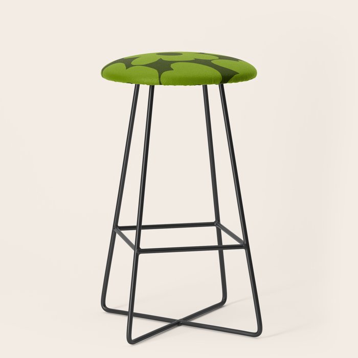 Large Green Retro Flowers - Green Petals on Dark Green Background #decor #society6 #buyart Stool Gallery Image 1