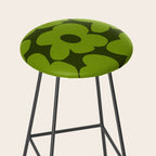 Large Green Retro Flowers - Green Petals on Dark Green Background #decor #society6 #buyart Stool Gallery Image 2