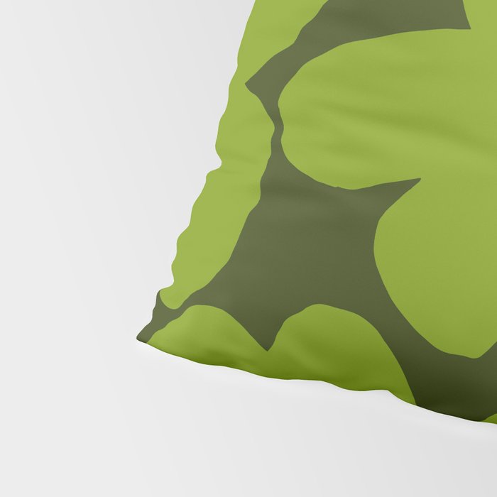 Large Green Retro Flowers - Green Petals on Dark Green Background #decor #society6 #buyart Pillow Sham Gallery Image 4