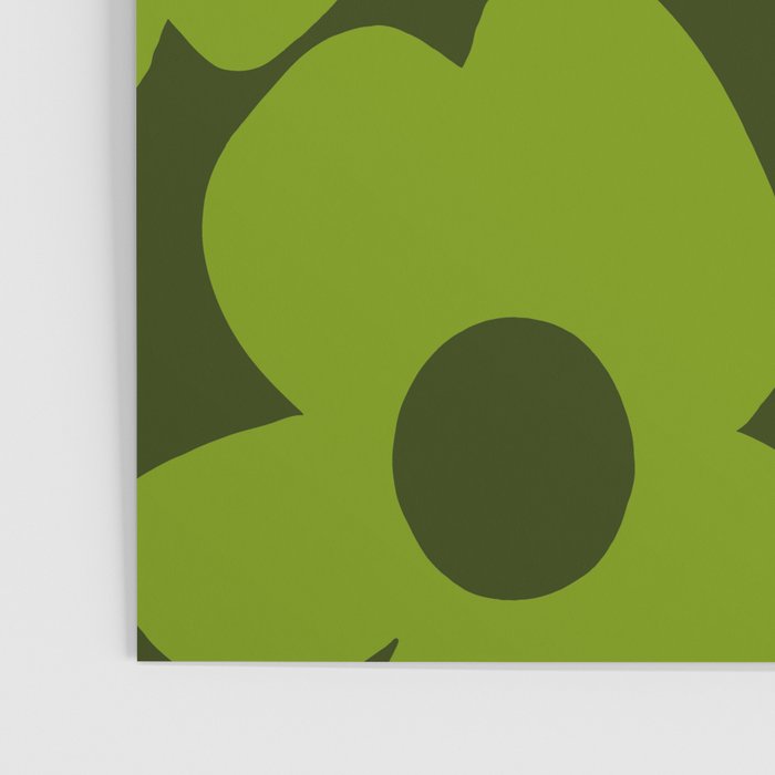 Large Green Retro Flowers - Green Petals on Dark Green Background #decor #society6 #buyart Poster Gallery Image 3