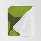Large Green Retro Flowers - Green Petals on Dark Green Background #decor #society6 #buyart Throw Blanket Gallery Image 3