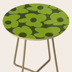 Large Green Retro Flowers - Green Petals on Dark Green Background #decor #society6 #buyart Side Table Gallery Image 2